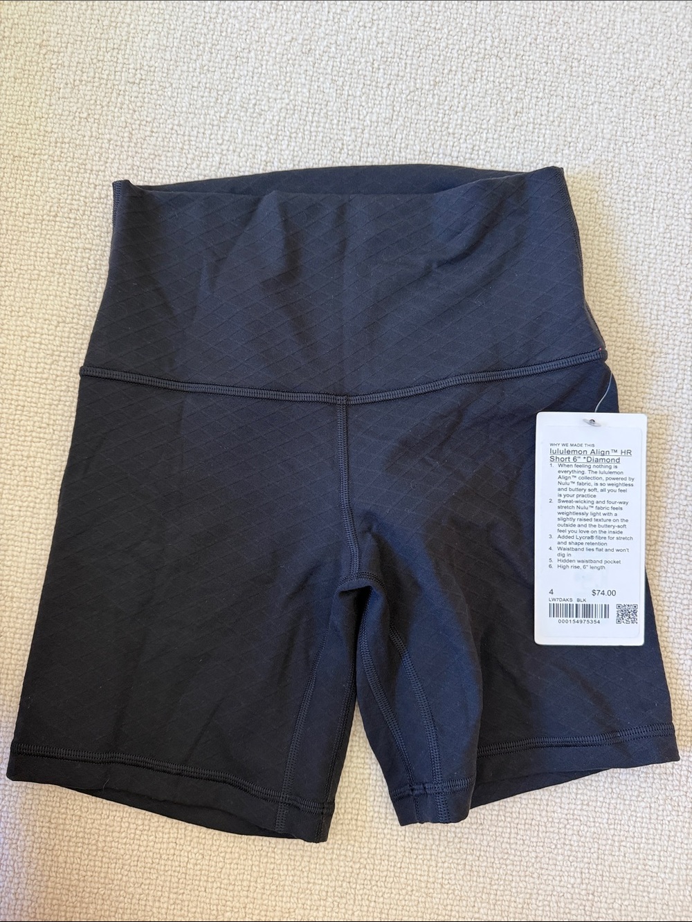 lululemon athletica High-Rise Diamond Texture Bike Shorts - Black